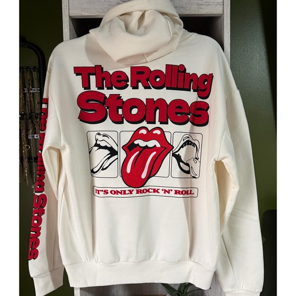 the Rolling Stones Tops - . The Rolling Stones Women’s/Men’s Cream Tongue Graphic Long Sleeve Hoodie